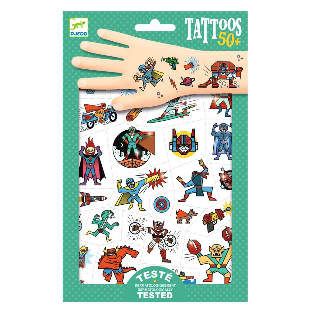 Djeco Tatuaggi Per Bambini, Tattoos Heroes Vs Villains - Giocattoli online, Giochi online
