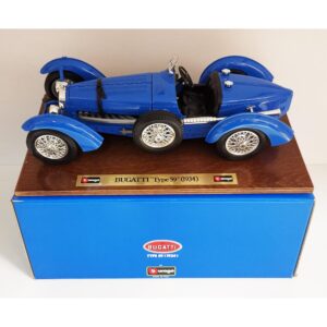 Burago Bugatti Type 59 1934 Blu Scala 1:18 Base In Legno