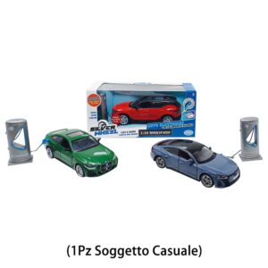 Silver Wheel Auto Die Cast Scala 1:32 Con Colonnina Di Ricarica Giocattolo - Soggetto Casuale