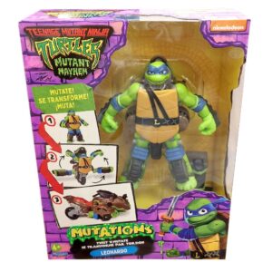 Giochi Preziosi Turtles Mutant Mayhem, Leonardo Personaggio Trasformabile 2 In 1