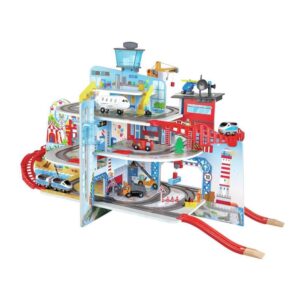 Hape Mega City Railway Set, Stazione Del Treno e Aereoporto Con Accessori